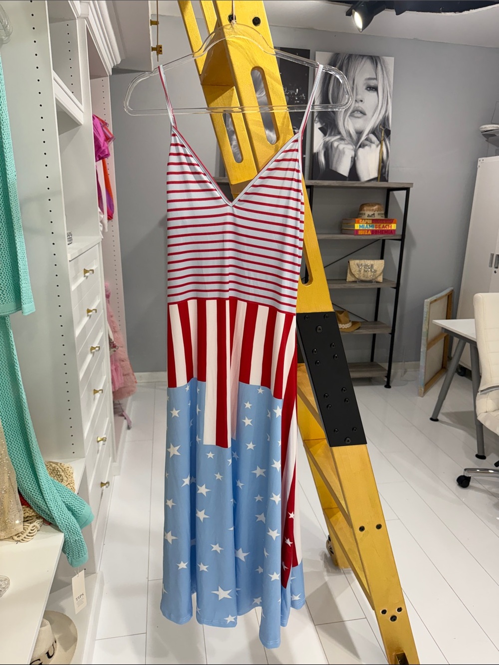 Stars & Stripes V-Neck Maxi Dress